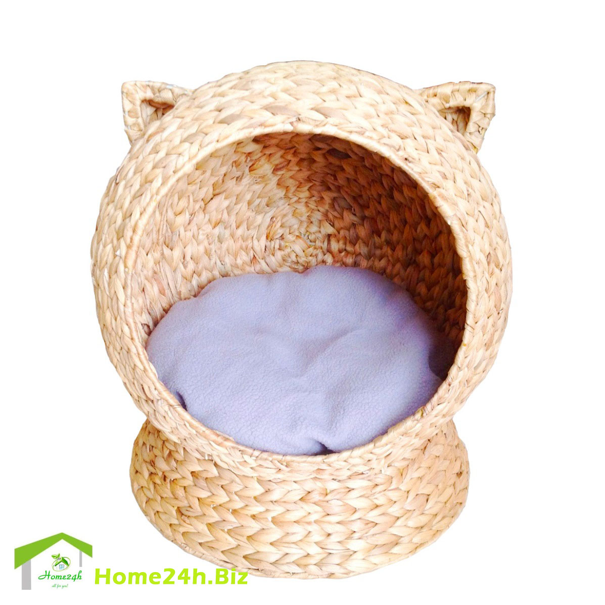 wicker cat bed with ears