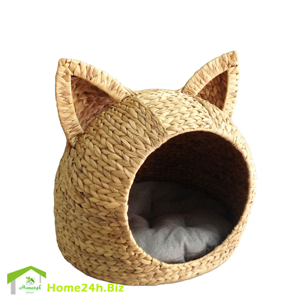 wicker cat bed with ears